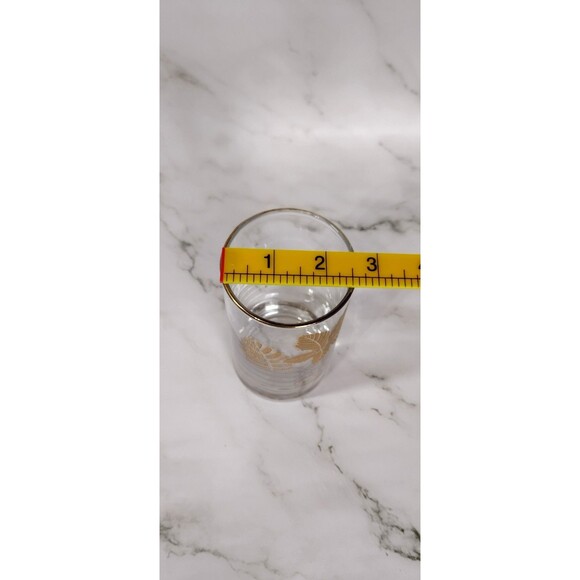 Vintage Libbey Gold Maple Leafe Etched Clear Glass Juice TumblerGold Rim MCM - Picture 6 of 6